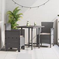 Berkfield Home Garden Chair Set of 2 Light Grey Poly Rattan & Steel Standard