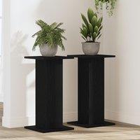 Berkfield Home Speaker Stands 2 pcs Black Oak 30x30x60 cm Engineered Wood | Size: 30 x 30 x 60 cm