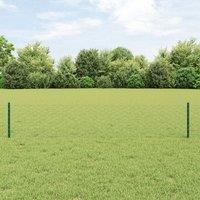 Fence Posts 11 pcs U-Channel Green 40 cm Steel, Hexagon Fence Green 0.4x100 m Steel