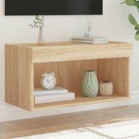 Berkfield Home TV Cabinet with LED Lights Sonoma Oak 60x30x30 cm in Brown | Size: 60 x 30 x 30 cm