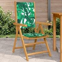 Berkfield Home Garden Chairs 2 pcs Leaf Pattern Solid Wood Acacia & Fabric in Green