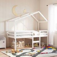 High Sleeper Bed without Mattress White 80x200 cm Solid Wood Pine