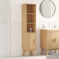 Berkfield Home Bathroom Cabinet Brown 35x30x159 cm Solid Pine wood in Beige | Size: 35 x 30 x 159 cm