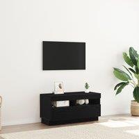 Berkfield Home TV Cabinet with LED Lights - Black Oak, 80x35x40 cm, Made of Engineered Wood | Size: 80 x 35 x 40 cm
