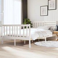 Berkfield Home Bed Frame White Solid Wood 140x190 cm