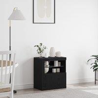 Sideboard with LED Lights Black Oak 60,5x37x67 cm