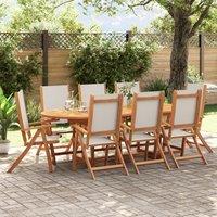 Berkfield Home Folding Garden Chairs 8 pcs Solid Wood Acacia & Textilene in Brown
