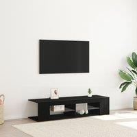 Berkfield Home TV Stand with LED Lights, Black Oak, 135x39x30cm, Made of Engineered Wood | Size: 135 x 39 x 30 cm
