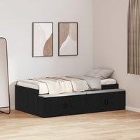Storage Bed Frame Black Oak 80x200 cm