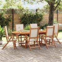 Berkfield Home Folding Garden Chairs 6 pcs Solid Wood Acacia & Textilene in Brown