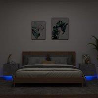 Berkfield Home Wall-mounted Bedside Cabinets with LED Lights 2 pcs Concrete Grey