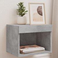 Berkfield Home Bedside Cabinet with LED Lights Wall-mounted Concrete Grey