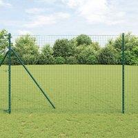Fence Posts Set Set of 7 Green Metal