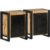 Berkfield Home Bedside Cabinets 2 pcs Solid Rough Wood Mango in Brown