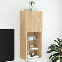 Berkfield Home TV Cabinet with LED Lights Sonoma Oak 40.5x30x102 cm in Brown