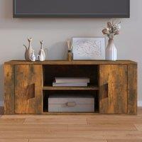 Berkfield Home TV Cabinet Smoked Oak 100x35x40 cm Engineered Wood in Brown | Size: 100 x 35 x 40 cm