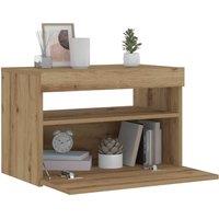 Berkfield Home Bedside Cabinet with LED Lights Artisan Oak 60x35x40 cm Engineered Wood in Brown | Size: 60 x 35 x 40 cm