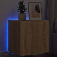 Berkfield Home TV Wall Cabinet with LED Lights Sonoma Oak 40.5x35x40 cm in Brown