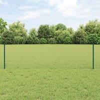 Fence Posts 11 pcs U-Channel Green 60 cm Steel, Hexagon Fence Green 0.6x100 m Steel