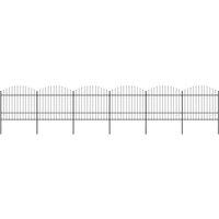 Berkfield Home Garden Fence with Spear Top Steel (1.5-1.75)x10.2 m Black