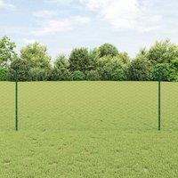 Fence Posts 5 pcs U-Channel Green 100 cm Steel, Hexagon Fence Green 1x10 m Steel