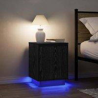 Berkfield Home Bedside Cabinets with LED Lights2 pcs Black 38x34x50 cm | Size: 38 x 34 x 50 cm