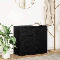 Berkfield Home Sideboard with Drawer Black Oak 71x35x65 cm Engineered Wood | Size: 71 x 35 x 65 cm