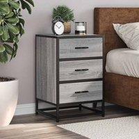 Berkfield Home Bedside Cabinet Grey Sonoma 40x34.5x60 cm Engineered Wood & Metal