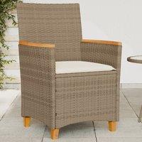 Berkfield Home Garden Chairs with Cushions 2 pcs Beige Poly Rattan&Solid Wood