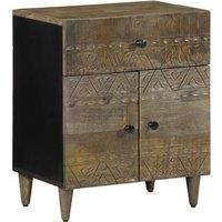 Berkfield Home Bedside Cabinet Light Grey 50x33x60 cm Solid Wood Mango | Size: 50 x 33 x 60 cm