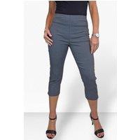 Paulo Due Women's Slim Leg Elastic Waist Cropped Trousers in Grey | Size: 10