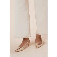 Dorothy Perkins Women's Faelina Faux Leather Slingback Kitten Heel Court Shoes in Gold | Size: 3