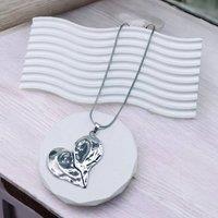 My Posh Shop Women's Long Broken Heart Statement Necklace in Silver | Size: 35 inches