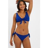 Accessorize Women's Floral Broderie Tie-Front Bikini Top in Blue | Size: 14