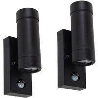 ValueLights Pair of Black Outdoor Wall-Up Down Light
