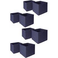 OHS Pack of 8 Plain Folding Storage Boxes in Navy