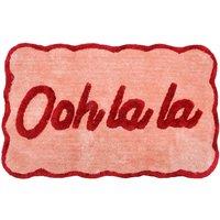 Mooky Mats Ooh La La Slogan Scallop Bath Mat Non Slip - Scalloped Rug in Red