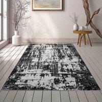 Desire Rugs Serenity Modern Abstract Abrasion Area Rug - Contemporary Style for Living Room, Bedroom or Hallway in Black | Size: 60 cm x 220 cm