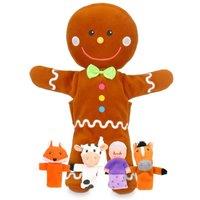 Fiesta Crafts Gingerbread Man Puppet & 4 Unique Finger Puppets in Brown