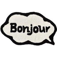 Mooky Mats Bonjour Slogan Bath Mat in Cream