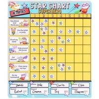 Fiesta Crafts Superhero Star Reward Chart - Colour-Coded & Tracks Up to 4 Children