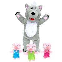 Fiesta Crafts Big Bad Wolf & 3 Little Pigs Tellatale Hand Puppet