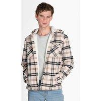 Enorsia Men's Borg Lined Button Through Hoodies in Cream | Size: Large