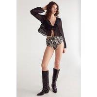 NastyGal Women's Hand Embellished Zebra Mixed Disc Sequin Booty Short in Black | Size: 10