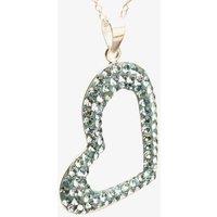 T.H.Baker Women's Silver Pav Cubic Zirconia Blue Heart Pendant P-1577-N-BLU | Size: 16-18inch