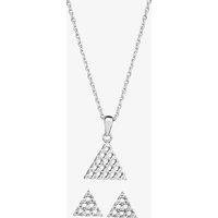 T.H.Baker Women's Silver Pav Triangular Pendant & Earring Set SET11985