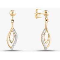 T.H.Baker Women's 9ct Yellow Gold Cubic Zirconia Pear Shaped Dropper Earrings H17-5070-Y