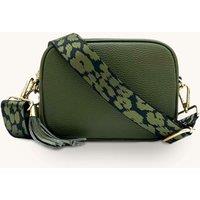 Apatchy London Women's Olive Green Leather Crossbody Bag With Olive Green Cheetah Strap
