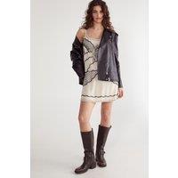 NastyGal Women's Lace Insert Placement Beaded Mini Dress in Cream | Size: 6