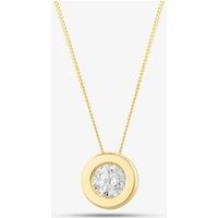 T.H.Baker Women's 9ct Yellow Gold Rubover Round Cubic Zirconia Necklace FA958 | Size: 18 inches
